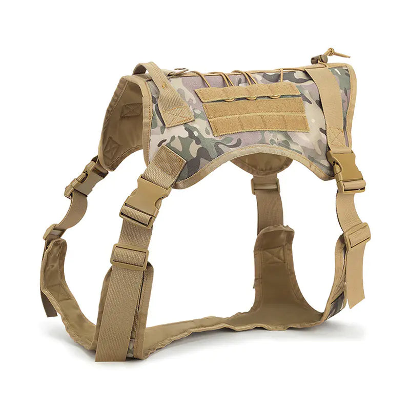 Adjustable Camouflage Tactical Nylon Dog Harness & Leash