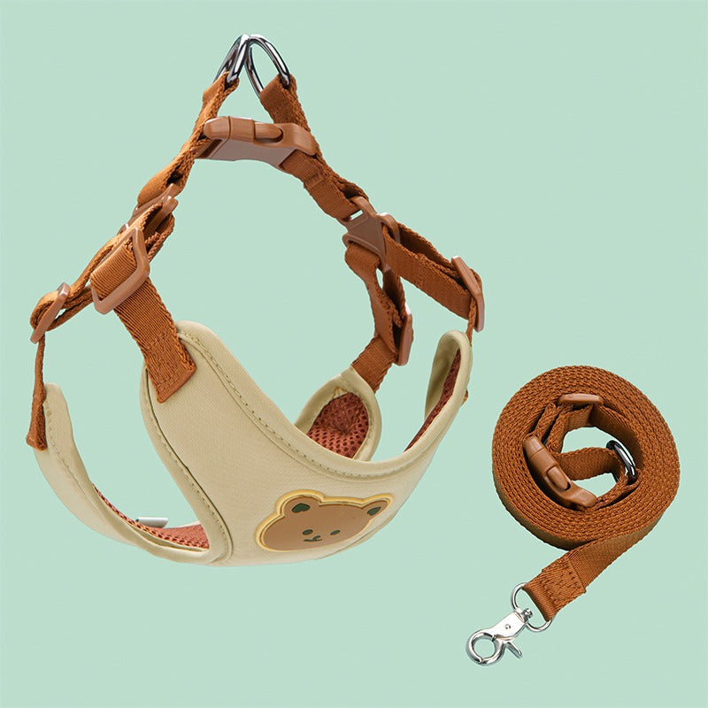 Adjustable Bear Head Dog Harness Leash