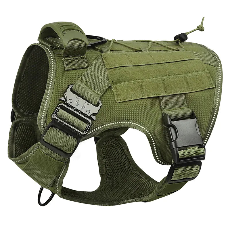 Adjustable Camouflage Tactical Nylon Dog Harness & Leash
