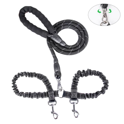 Double Headed Retractable Dog Leash with Pull Rope